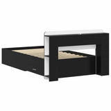 Bed Frame with Storage Black 75 x 190 cm Engineered Wood 3433696