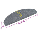 Stair Mats Self-adhesive 15 pcs 65x21x4 cm Light Grey Half Round Large 132699