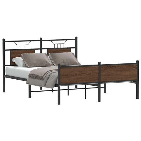 Bed Frame without Mattress Brown Oak 150x200 cm King Size Engineered Wood 4107036