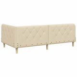 Corner Bed Frame with Headboard Cream 90 x 190 cm Fabric 42016567