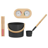 Sauna Accessory Set 4 pcs Black Aluminium and Solid Pine Wood 42023427
