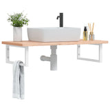 Basin Shelf Wall Mounted Steel and Solid Wood Beech 3302432
