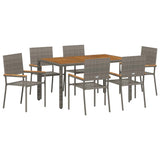 Garden Dining Set 7 pcs Grey Poly Rattan 3365409