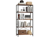 5-Tier Bookshelf, Industrial Bookcase with Metal Frame - Rustic Brown and Black T3398P423852