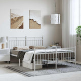 Metal Bed Frame without Mattress with Footboard White 150x200cm 373760