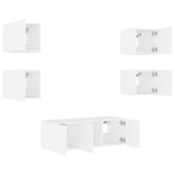 6 Piece TV Wall Units with LED White Engineered Wood 3216811