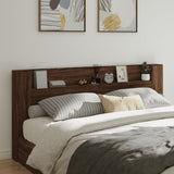 Headboard Cabinet with LED Brown Oak 220x16.5x103.5 cm 839279
