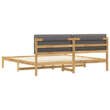 Bed Frame with Upholstered Headboard Whitewash and Light Grey 3405037