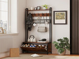 5-In-1 Industrial-Style Hallway Tree - Brown/Black T3398P377979
