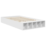 Bed Frame with Shelf Manual White 135 x 190 cm Engineered Wood 3408375