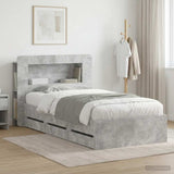 Bed Frame with Storage with Headboard Concrete Grey 75 x 190 cm 3433992