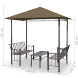 Garden Pavilion with Table and Benches 2.5x1.5x2.4 m Taupe 180 g/m 312222