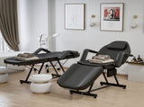 Salon Beauty Bed and Hydraulic Stool, Adjustable 3-Section Massage Table w/Detachable Head Cushions, 29353600