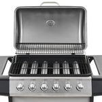 Gas BBQ Grill with 6 Cooking Zones Stainless Steel Silver 44286