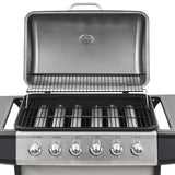 Gas BBQ Grill with 6 Cooking Zones Stainless Steel Silver 44286