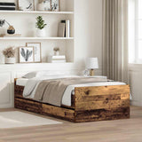 Bed Frame with Drawer Old Wood 100 x 200 cm Solid Pine Wood 3403201