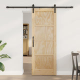 Sliding Door Natural and Black 73.5 x 198.5 cm Solid Pine Wood 3333186