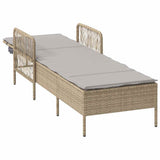 Sun Lounger Beige and Light Grey 55 x 200 x 92 cm Poly Rattan 365428