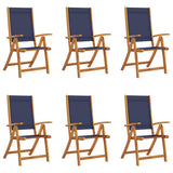 Folding Garden Chairs 6 pcs Solid Wood Acacia and Textilene 3279242