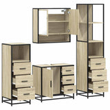 ZNTS 4 Piece Bathroom Furniture Set Sonoma Oak Engineered Wood 3301286