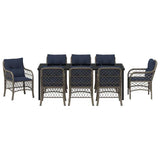 Garden Dining Set with Cushion 9 pcs Grey and Black Rattan 3380252