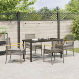 Garden Dining Set with Cushion 5 pcs Grey and Black Rattan 3380822