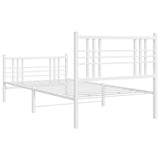 Metal Bed Frame without Mattress with Footboard White 100x200cm 376386