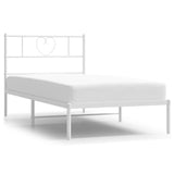 Metal Bed Frame without Mattress with Headboard White 90x200cm 355505