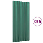 Roof Panels 36 pcs Galvanised Steel Green 80x36 cm 319138