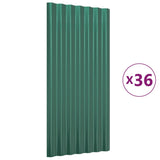 Roof Panels 36 pcs Galvanised Steel Green 80x36 cm 319138
