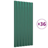Roof Panels 36 pcs Galvanised Steel Green 80x36 cm 319138