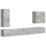 TV Wall Cabinet Set Wall-mounted 6 pcs Concrete Grey 3408946