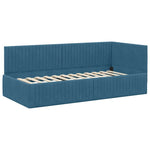 Corner Bed Frame with Headboard Blue 90 x 190 cm Velvet 42016255