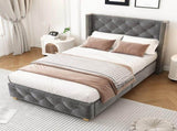 Upholstered bed,Single Bed-3ft ,With slatted frame and headboard, Button Rivet N606P243925G