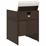 5 Piece Garden Dining Set with Cushions Brown Poly Rattan 365082