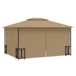 Gazebo with Sidewalls&Double Roofs 3x4 m Taupe 318545