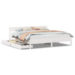 ZNTS Bed Frame without Mattress White 160x200 cm Solid Wood Pine 3301744