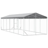 Outdoor Dog Kennel with Roof Silver 3x9x2.5 m Galvanised Steel 3190490