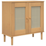 Sideboard SENJA Rattan Look Brown 80x35x80 cm Solid Wood Pine 358031