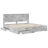 Bed Frame Concrete Grey 200 x 200 cm Engineered Wood 3411267
