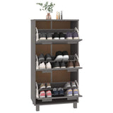Shoe Cabinet "HAMAR" Light Grey 59,5x35x117 cm Solid Wood Pine 340515