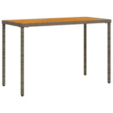 Garden Table with Acacia Wood Top Grey 115x54x74 cm Poly Rattan 365076