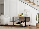 80cm Furniture Style Dog Crate Dog Cage End Table Indoor with 3 Doors Soft Washable Cushion, for T3398P349628