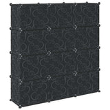 Storage Cube Organiser with 12 Cubes and Doors Black PP 4019580
