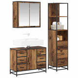 Bathroom Furniture Set with Door 3 pcs Old Wood Engineered Wood 3402381