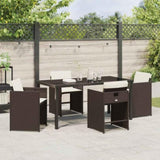 Garden Dining Set 5 pcs Brown Poly Rattan 3380699