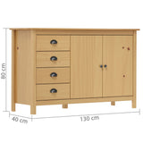 Sideboard Hill Honey Brown 130x40x80 cm Solid Pine Wood 288931