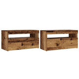 TV Cabinets with LED Lights 2 pcs Old Wood Engineered Wood 856316