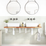 Basin Shelf Wall Mounted Steel and Solid Wood Acacia 3302862