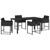 Garden Dining Set 5 pcs Black Poly Rattan 3380719